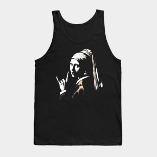 Metalhead Girl with a Pearl Earring Tank Top